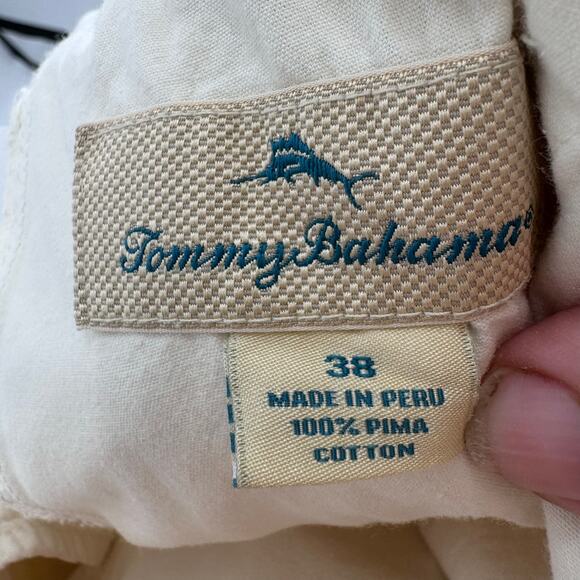 Tommy Bahama Cream Chino Shorts Mens Size 38 Mid Rise Flat Front Preppy Casual - Picture 8 of 11